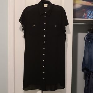 Vintage sheer black button down shirt dress.